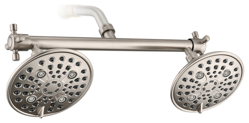 With built-in valve, high-pressure 6-speed dual shower head design , Brushed Nickel