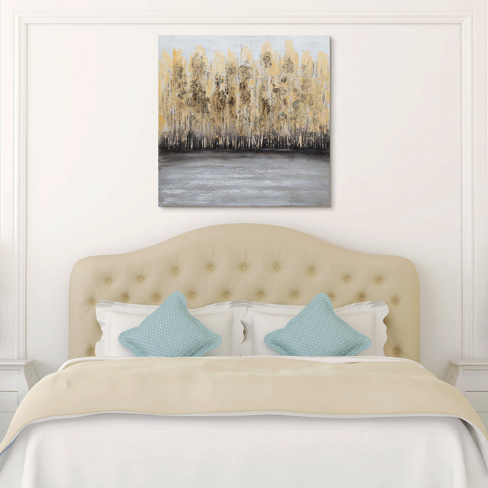 Nature Gold Trees Textured Metallic Hand Painted Wall Art Abstract Canvas
