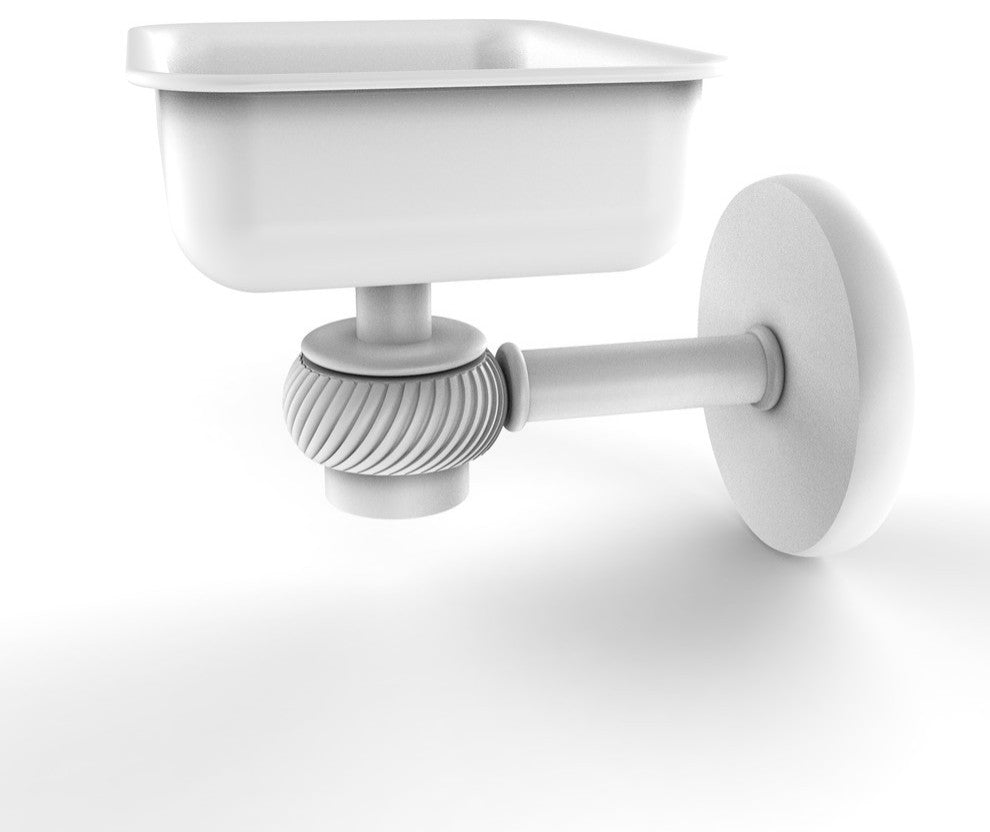 Satellite Orbit One Wall Mount Soap Dish With Twist Accents, Matte White
