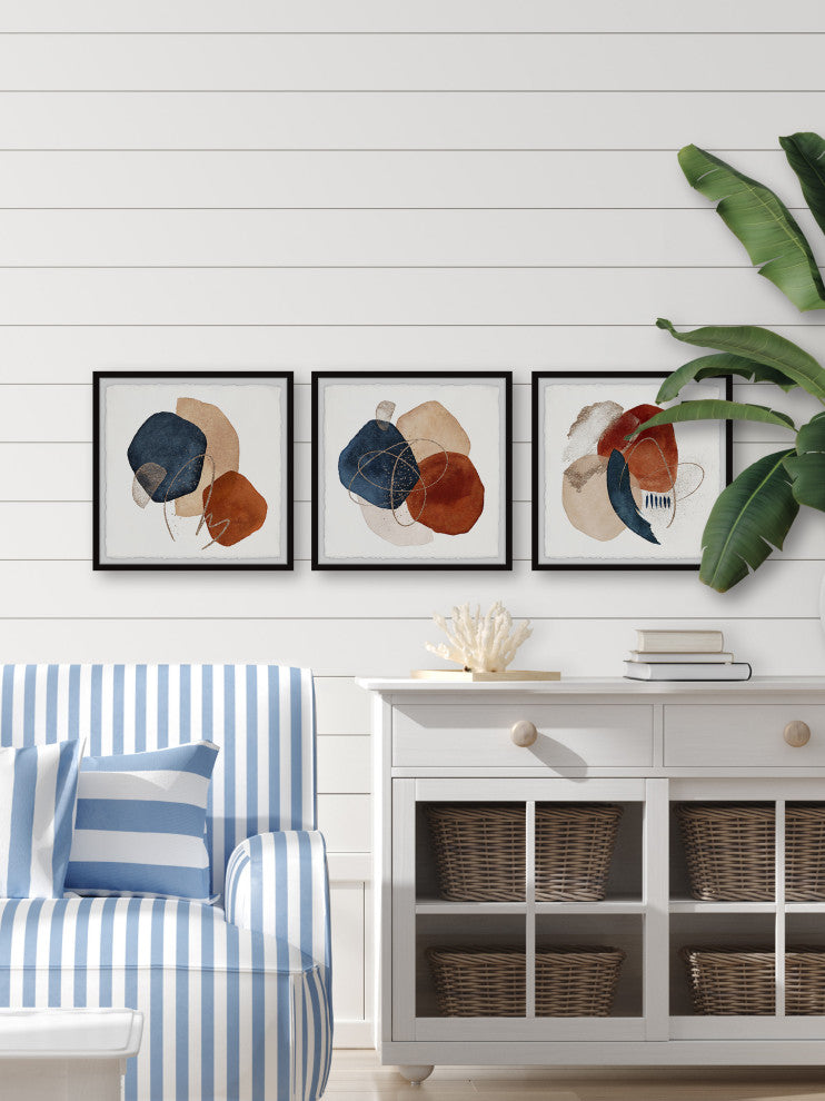 Sapphires and Rubies Triptych, 3-Piece Set, 12x12 Panels