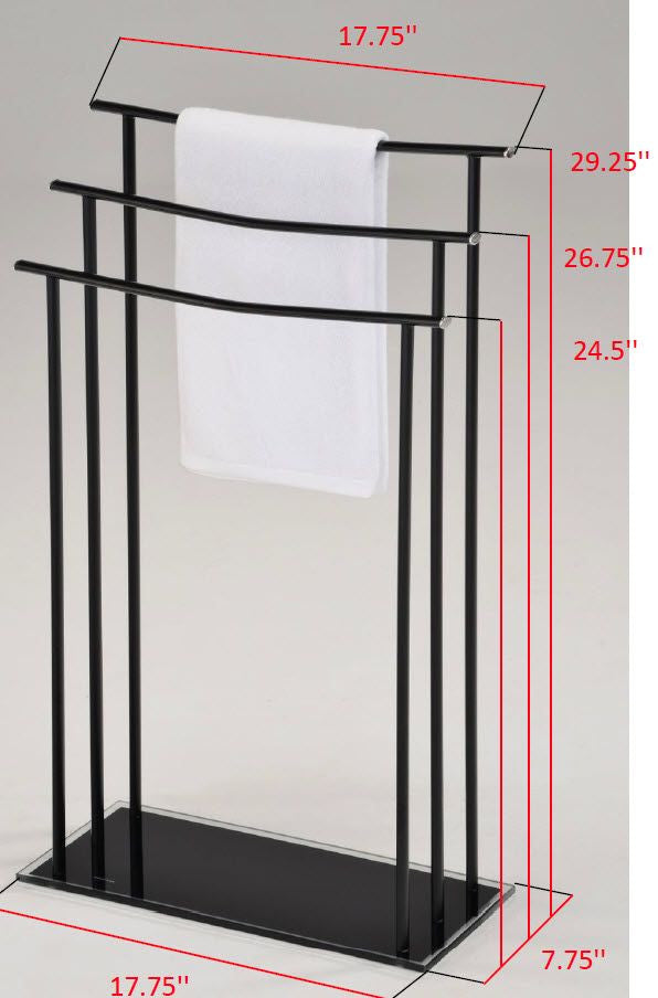 Freeport Triple Free Standing Modern Bathroom Towel Rack Stand, Black Metal