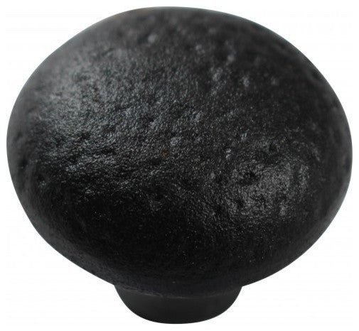 Antique Round Kitchen Cabinet Knobs Black Wrought Iron 1.25" D Pack of 10