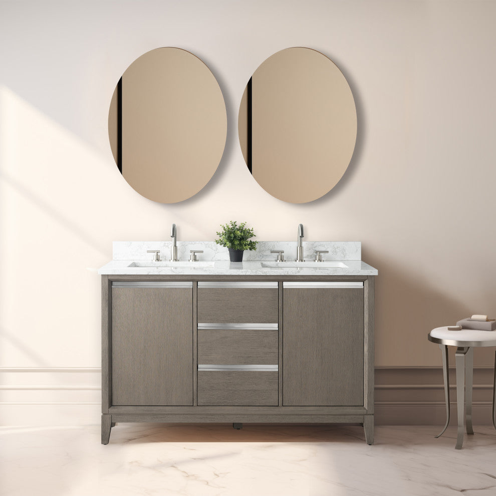 Vanity Art Bathroom Vanity With Sink, Driftwood Gray, 54" Double