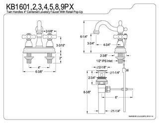 Heritage Two Handle 4" Centerset Lavatory Faucet with Retail Pop-up
