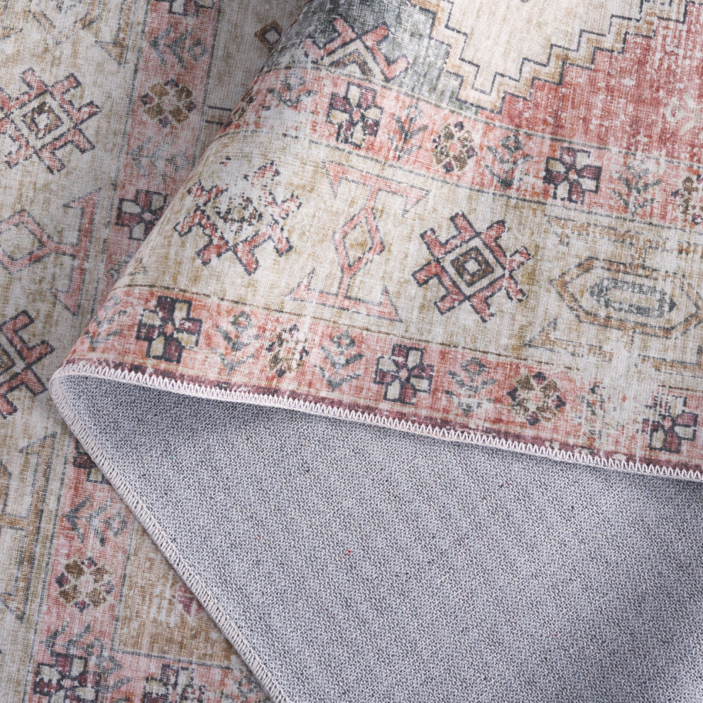 Safavieh Arizona Machine-Washable Collection ARZ229 Rug, Olive/Red, 6'x9'