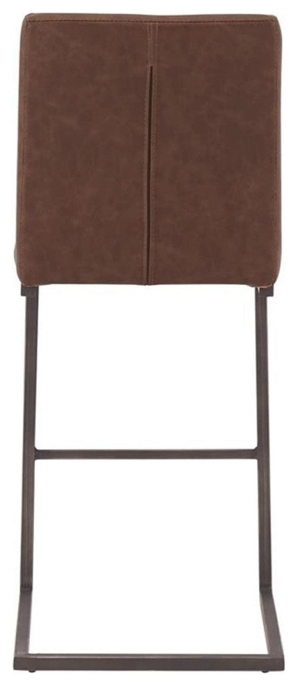 Pemberly Row 26" PU Leather Counter Stool in Brown (Set of 2)