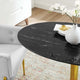 42" Dining Table, Round, Black Gold, Artificial Marble, Modern, Mid Century