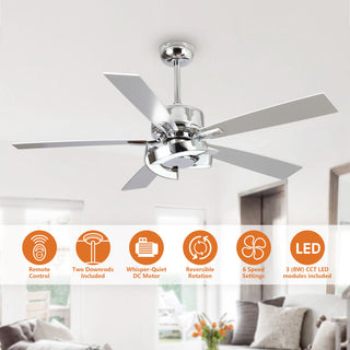 52 in. Modern LED Ceiling Fan with Reversible DC Motor and Blades
