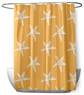 70"Wx73"L Starfish Shower Curtain, Egg Yolk Yellow