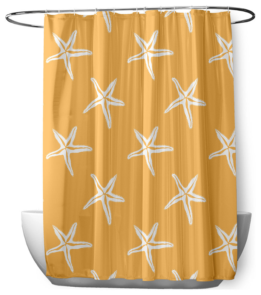 70"Wx73"L Starfish Shower Curtain, Egg Yolk Yellow