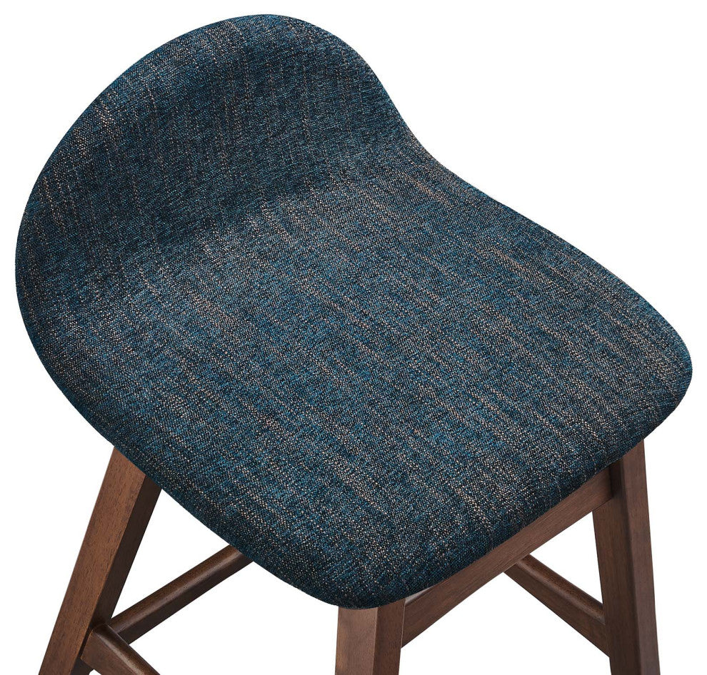 Juno Wood Counter Stool, Set of 2, Navy Fabric