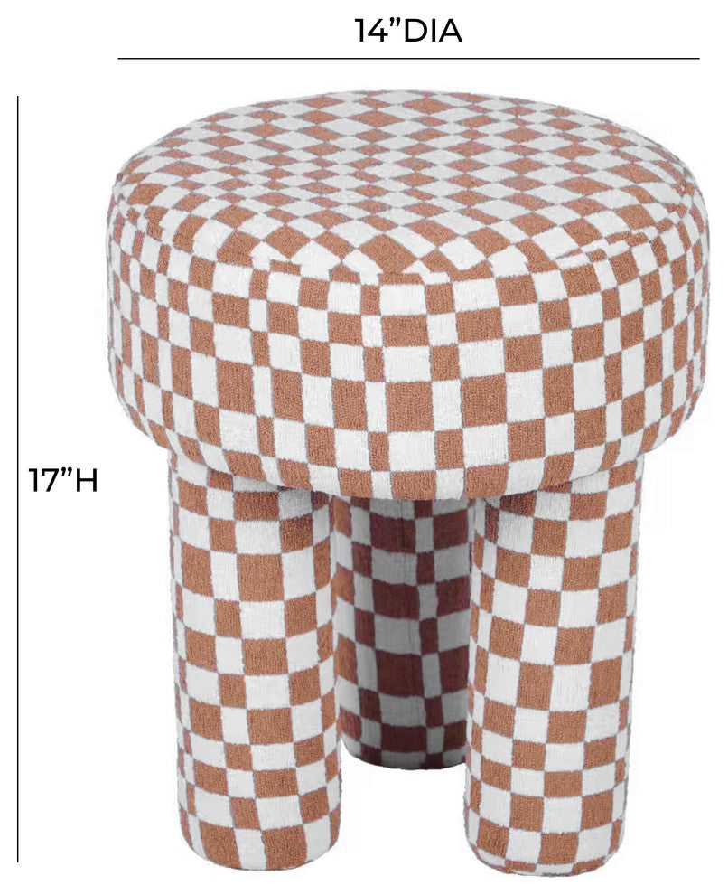 Claire Brown Checkered Boucle Stool - Brown