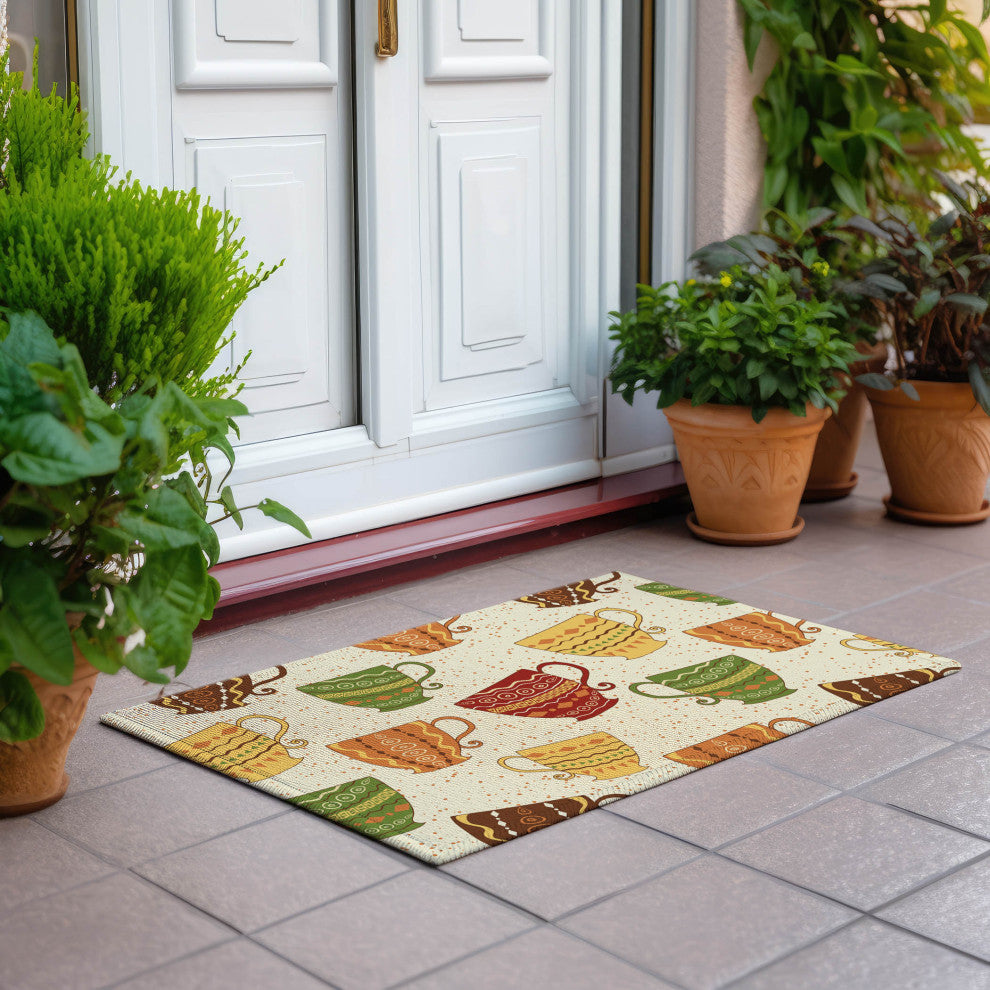 Indoor/Outdoor Kendall KE15 Linen Machine Washable 1'8" x 2'6" Rug
