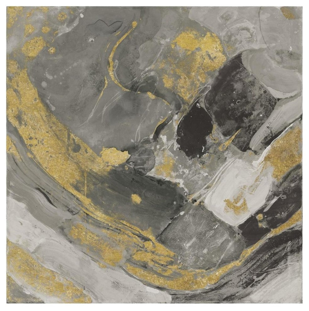 "Arroyo Gold and Black" Digital Paper Print by Albena Hristova, 26"x26"
