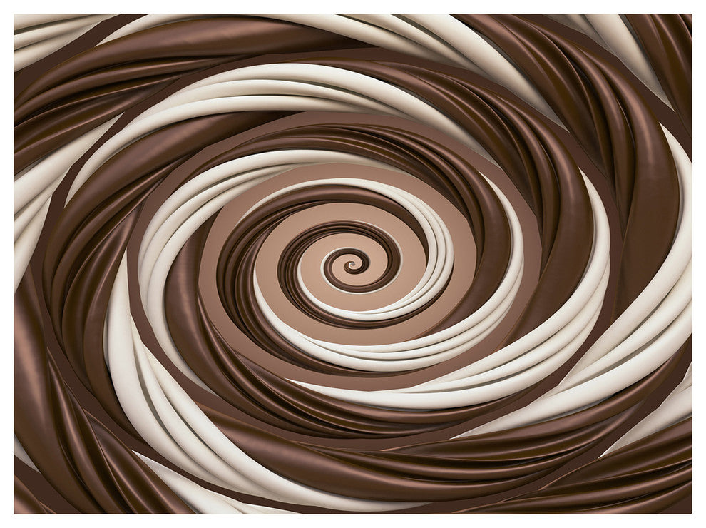 Chocolate and Milk Candy Spiral Design, Abstract Canvas Art Print, 40"x30"