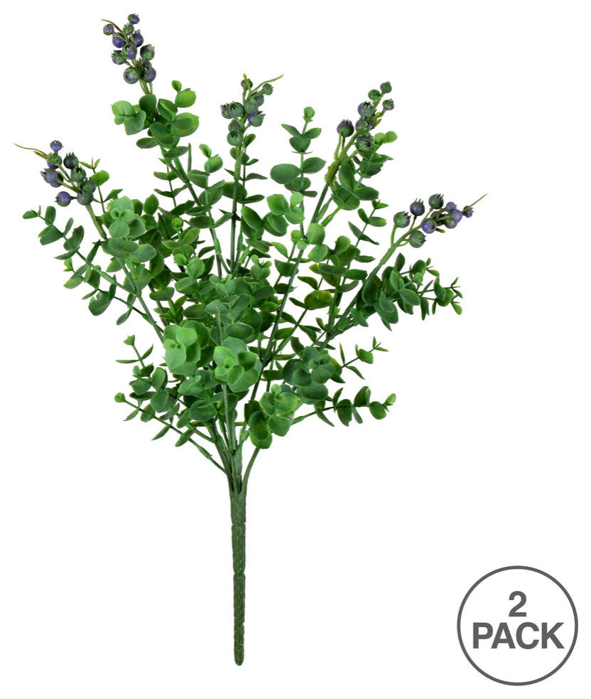 Vickerman Fi190503 14.5" Artificial Purple And Green Money Leaf Bush Pack of 2