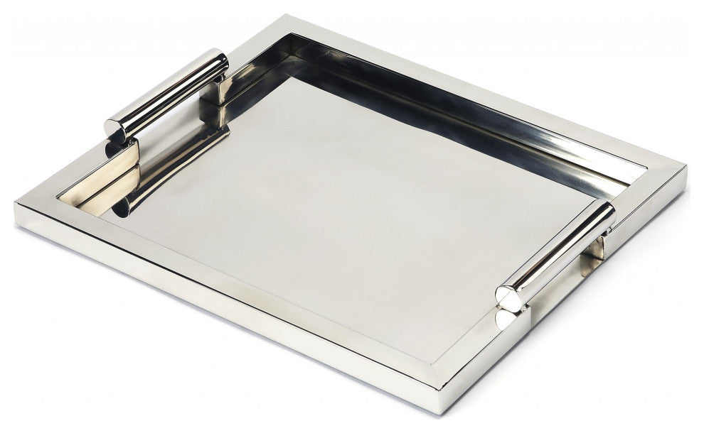 18" Silver Stainless Steel Serving Tray