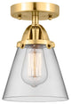 Small Cone Semi-Flush Mount, Satin Gold, Clear, Clear