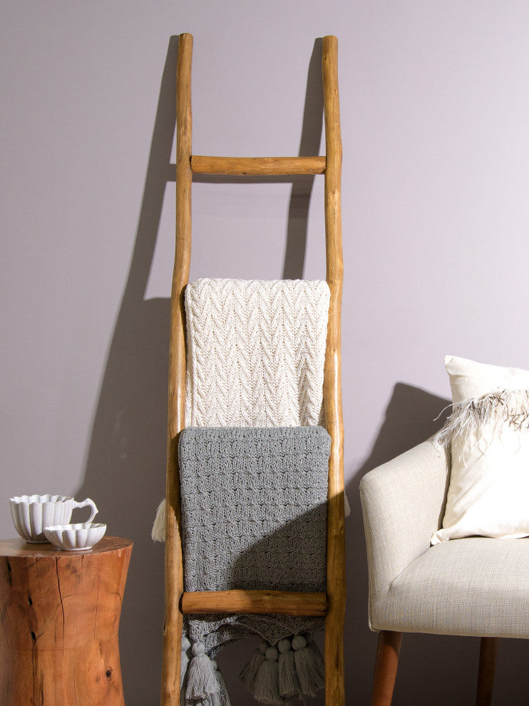 Rustic Wooden Decorative Ladder, Natural