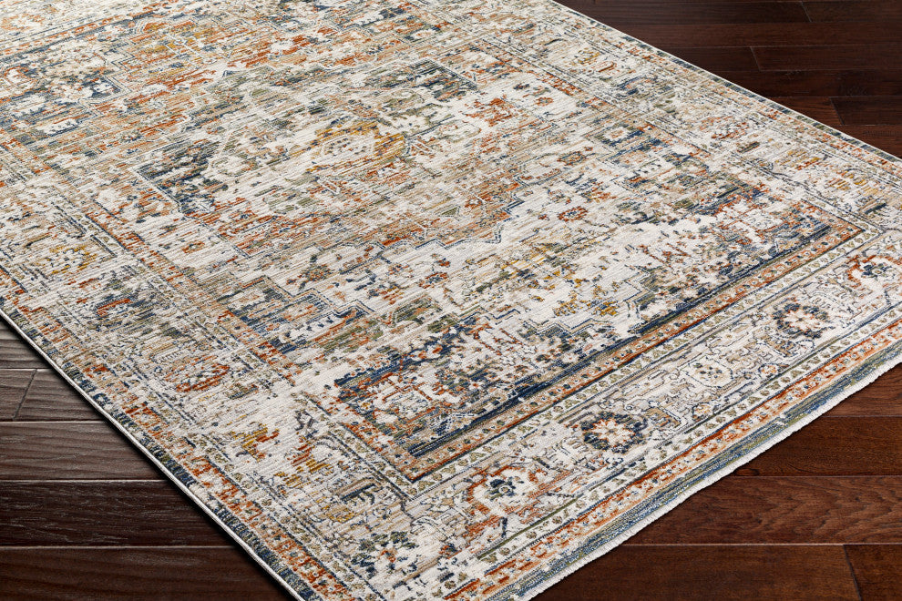 Surya Edmonton EDO-2301 Machine Woven Area Rug, Cream, 5'3" x 7'