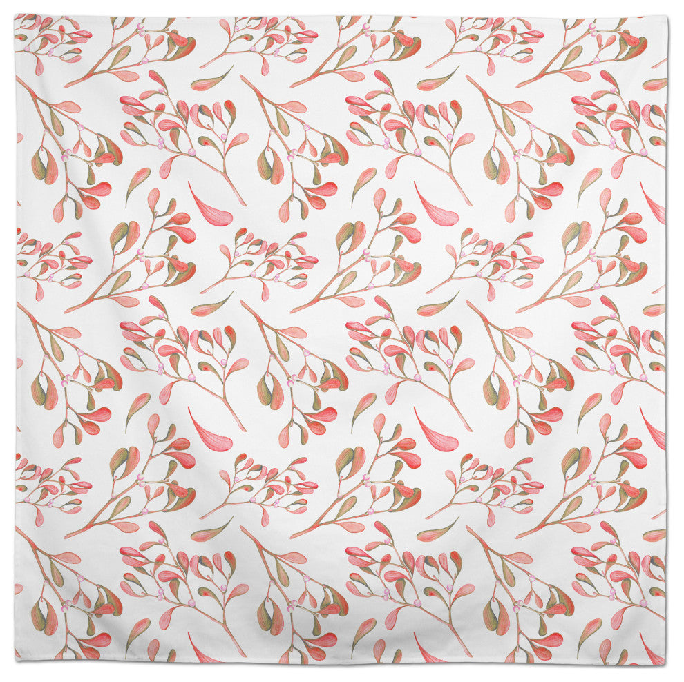 Watercolor Leaves And Berries Red 2 58x58 Tablecloth