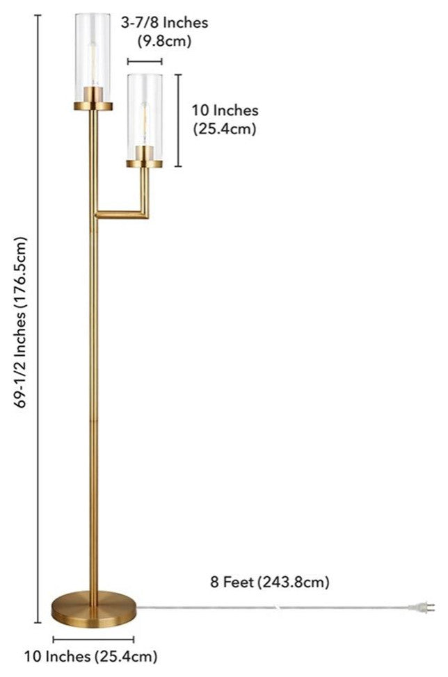 Henn&Hart 11" Brass Metal/Glass Floor Lamp