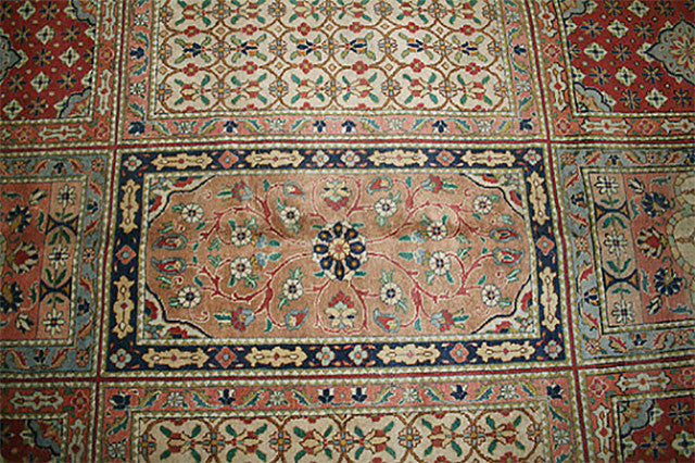 Consigned Antique Panel Design Persian Tabriz Rug/Multi Prayer Rug
