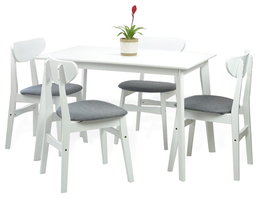 Dining Kitchen Rectangular Table Wooden Contemporary Design, White Finish