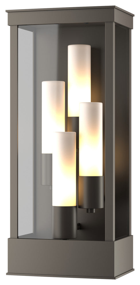 Portico Large Outdoor Sconce, Coastal Dark Smoke Finish, Opal Glass
