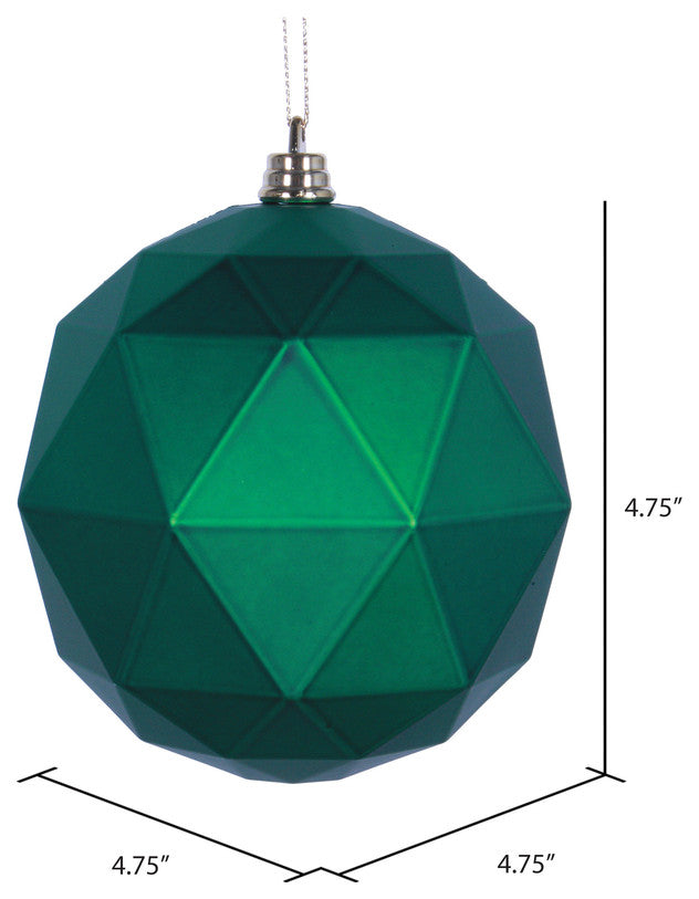 Vickerman M177304Dm 4.75" Green Matte Geometric Ball Ornament, 4 Per Bag