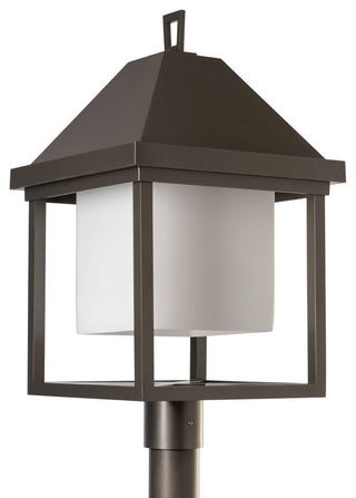 Dorset Dark Sky Friendly Post Light, Coastal Dark Smoke/Opal Glass