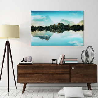Quiet Waters Lakeside Landscape Wall Art Tempered Glass Contemporary Artwork