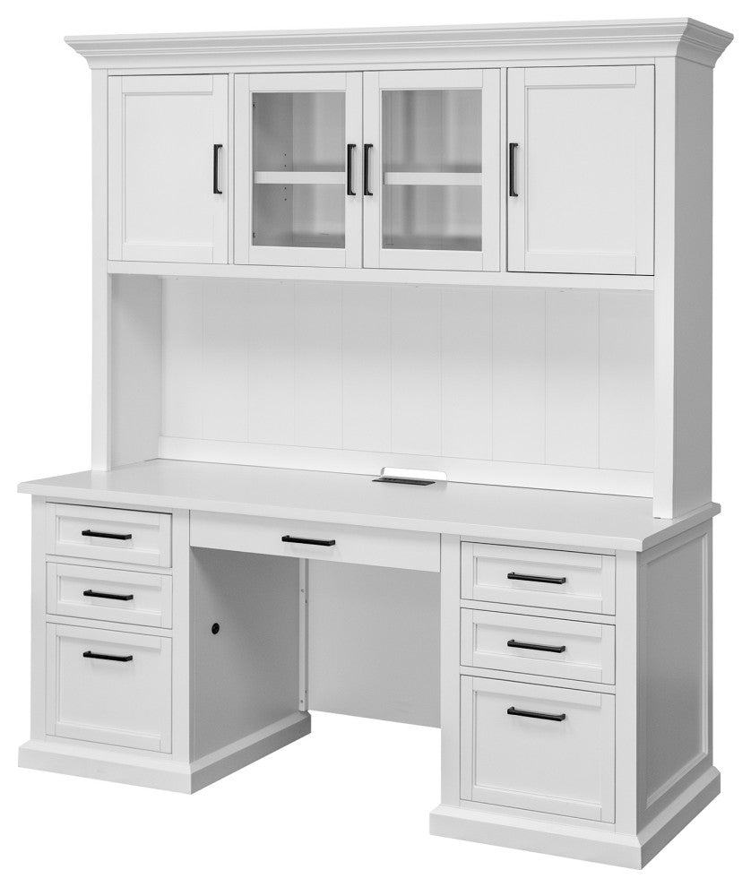Modern Wood Desk Office Writing Table Credenza Fully Assembled White Finish