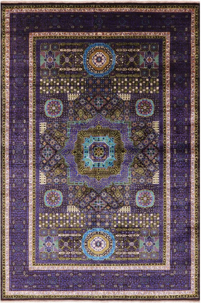 6' 7" X 9' 10" Mamluk Geometric Handmade Wool Rug - Q12240