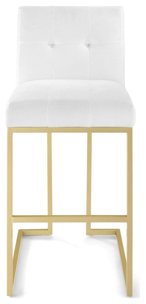 White Fabric Bar Stool, Heidi Giselle Gold Bar Stool, Tufted Luxe Glam Barstool