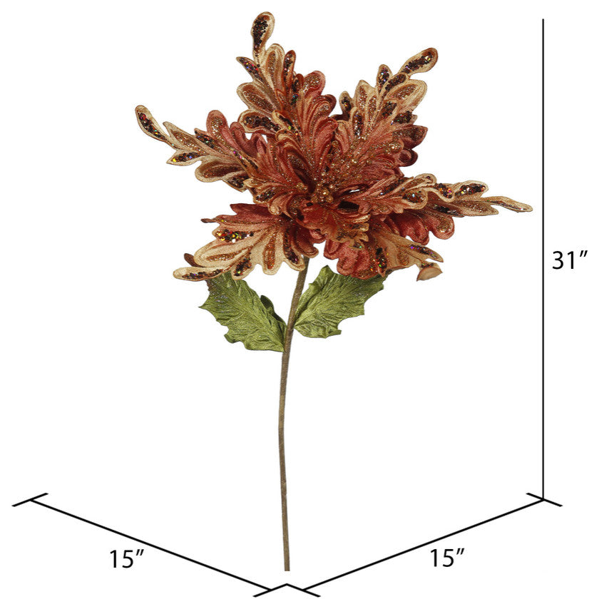 Vickerman Of160128 31" Copper Velvet Poinsettia Artificial Christmas Pick