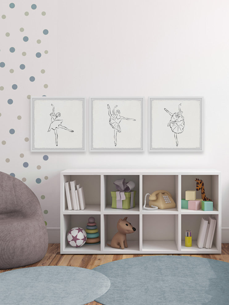 Basic Ballet Steps Triptych, 3-Piece Set, 12x12 Panels