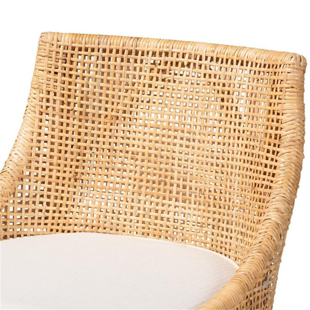 Bella Modern Bohemian Natural Brown Rattan Bar Stool