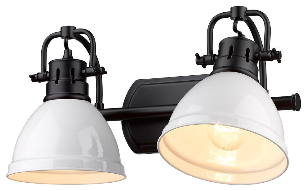 Duncan 2 Light Bath Vanity With White Shades Shade