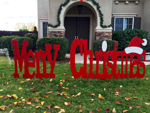 Merry Christmas Outdoor Holiday Yard Art Sign Large