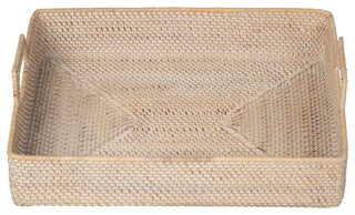Loma Rectangular Rattan High Wall Serving Tray, Latte