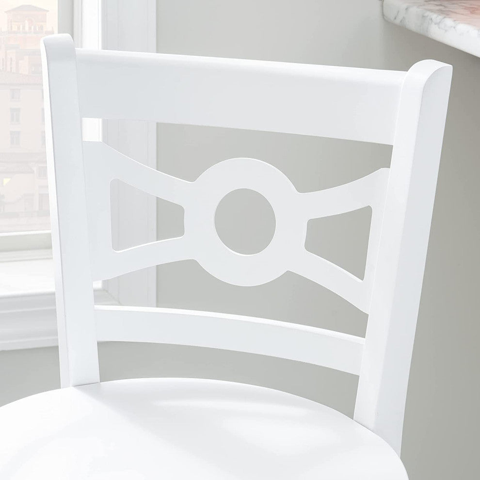 2 Pack Bar Stool, White Painted Beechwood With Gold Footrest, Wooden Seat