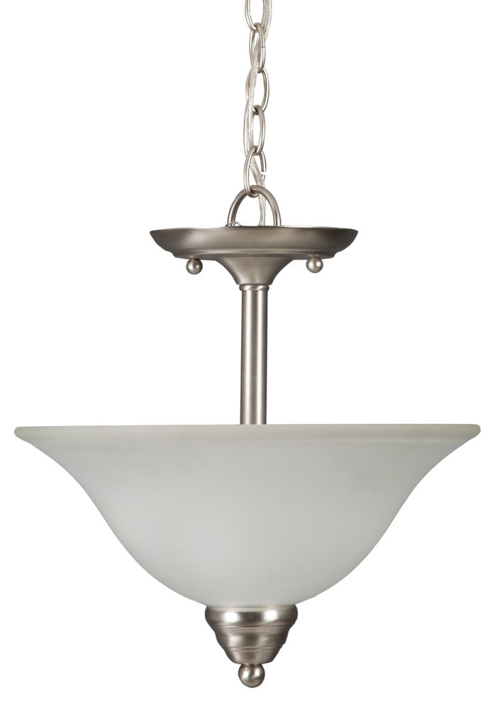 2-Lights Inverted Pendant, Satin Nickel Finish