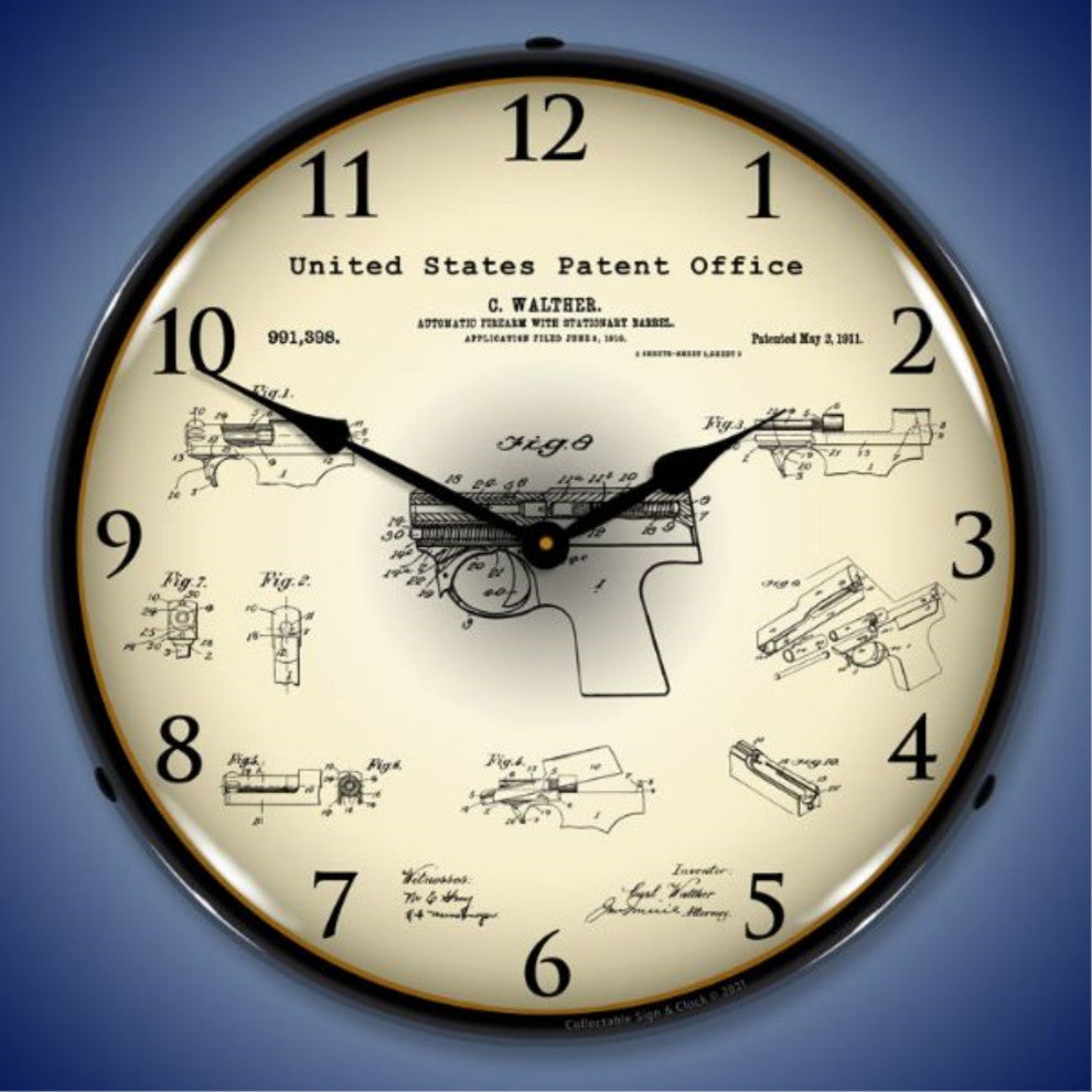 21031210 Walther PPK Firearm 1911  Patent Clock