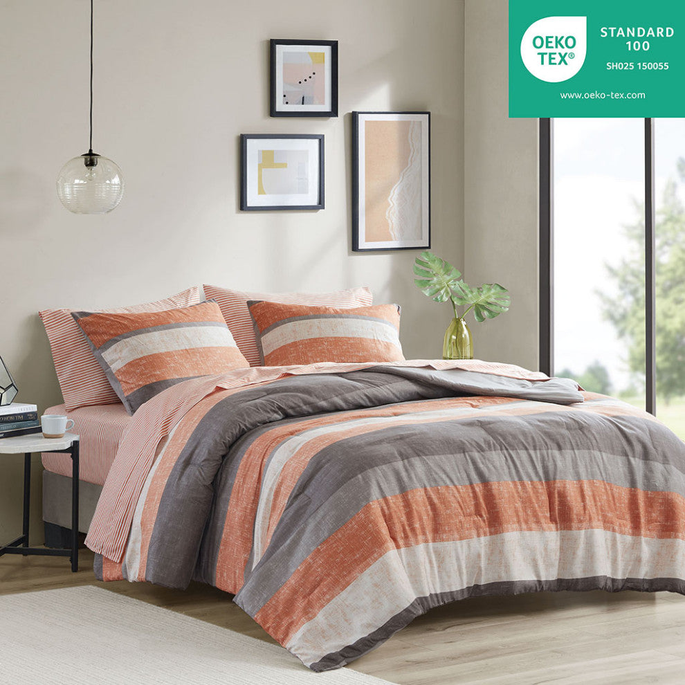 Madison Park Essentials Jaxon Stripe Comforter Set With Bed Sheets