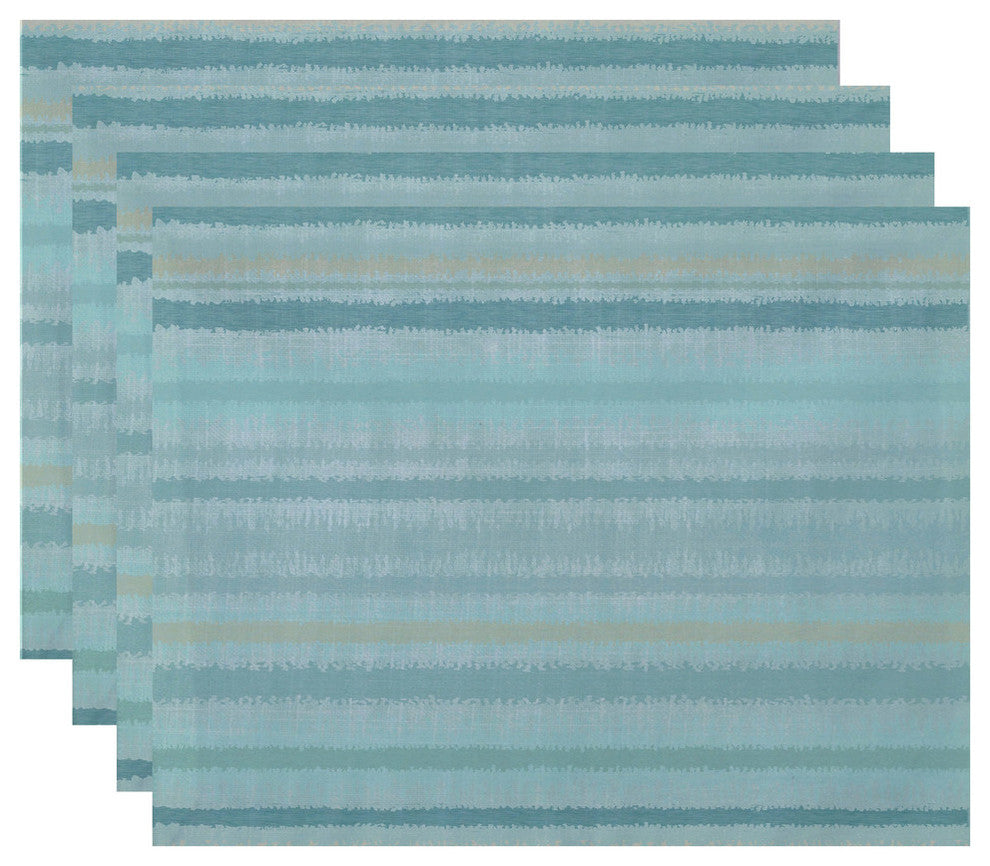 Raya De Agua, Stripe Print Placemat, Set of 4, Aqua