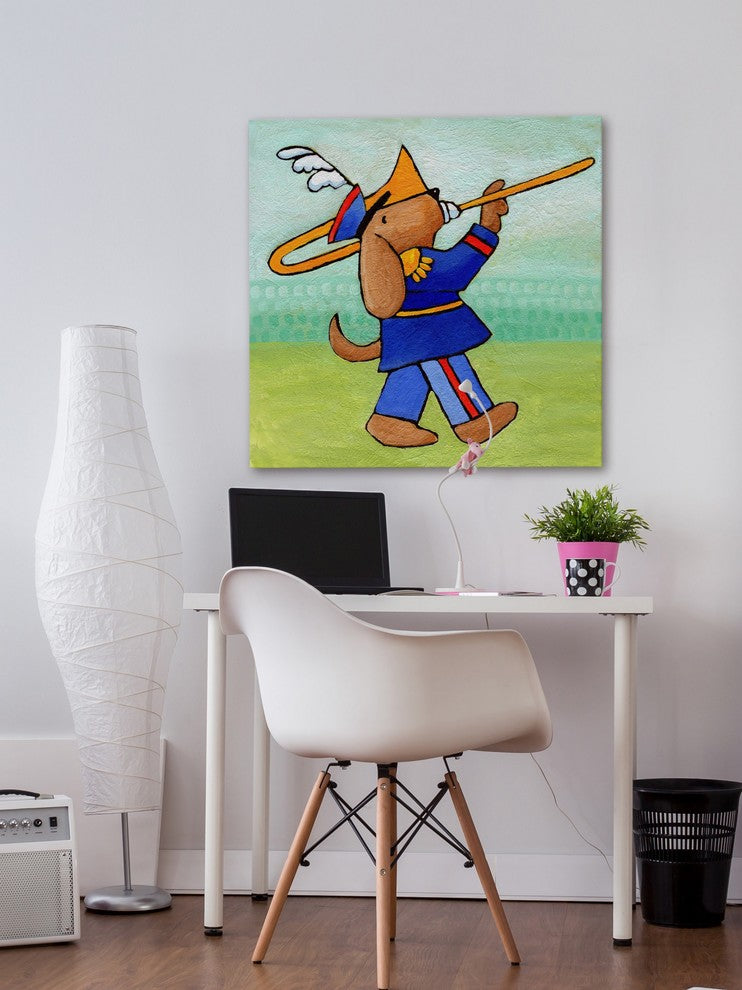 Marmont Hill, "Give a Dog a Trombone" by Janet Nelson on Wrapped Canvas, 32x32