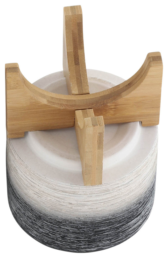 Ceramic 5" Planter On Wooden Stand, Gray