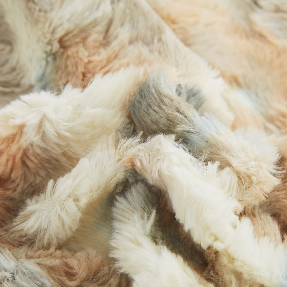 Tache Super Soft Brown Russian Lynx Faux Fur Throw Blanket, 90"x 90"