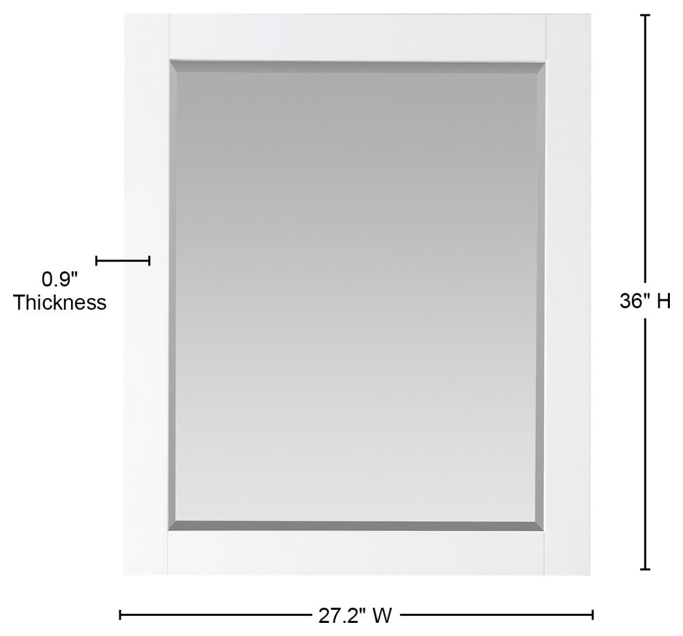 Maribella Rectangular Bathroom Wood Framed Wall Mirror, White, 28"